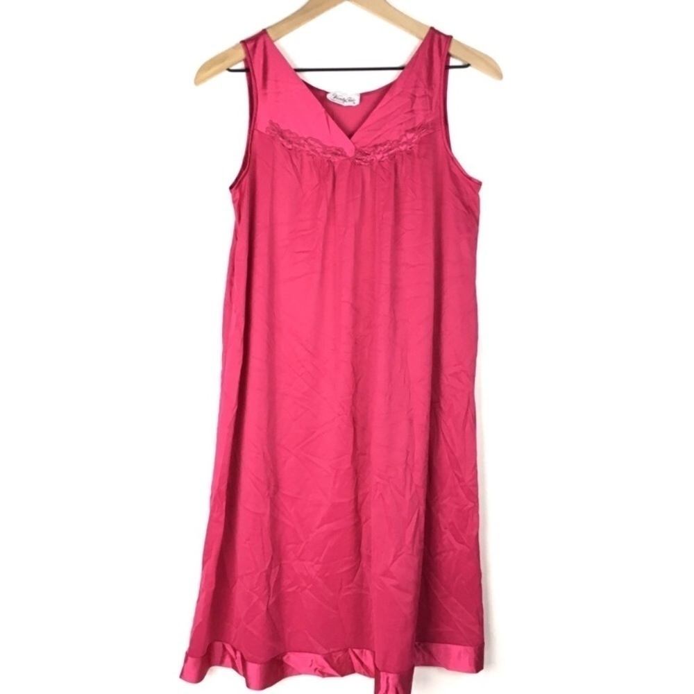 VANITY FAIR Vintage Nightgown Nightie Nylon Floral Lingerie Chemise Size Small